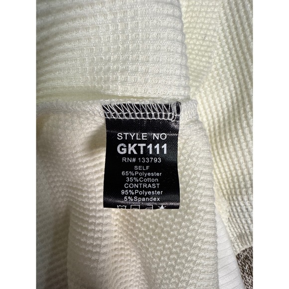 POL Cream Waffle Knit Heart Pocket Long Sleeve Top Women's Size M, Valentines - Picture 6 of 7